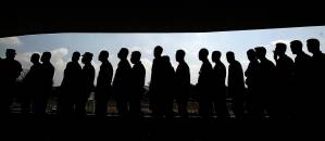 group of men forming a libe