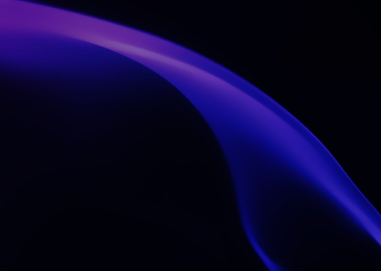 Abstract dark background with a vivid blue-purple curved arc, decorative image.